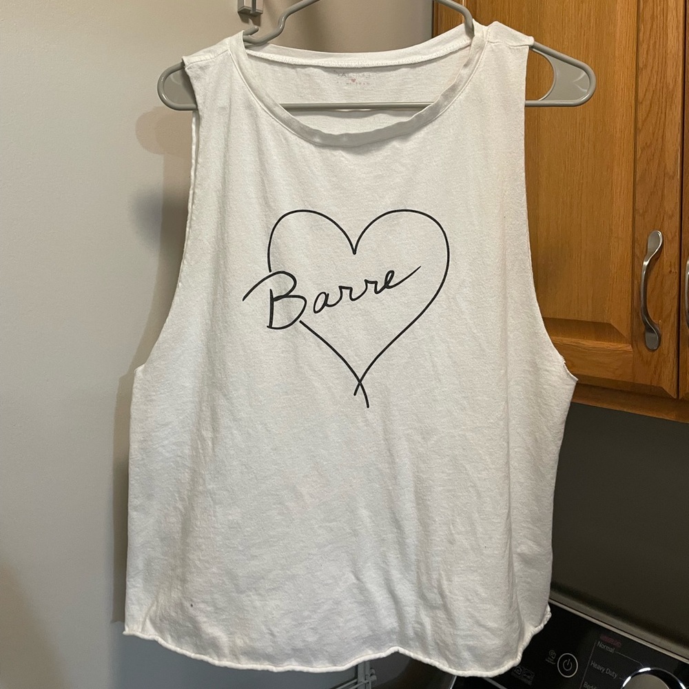 Emi Jay Pure Barre Tank Top White Logo One Size Heart Tied Sleeveless Muscle